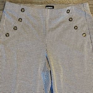 Large Express Brown Black Stretch Knit Wide Leg High Rise Pull On Pant